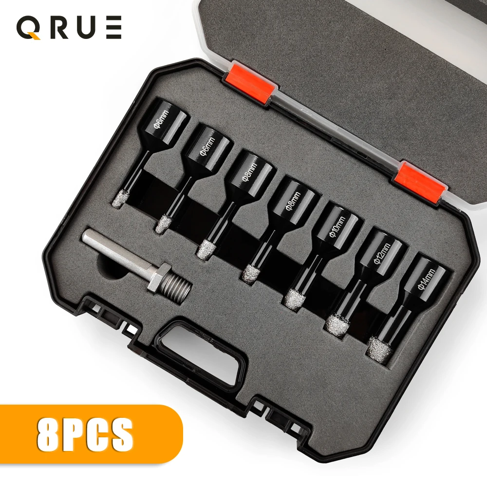 8 Pcs M14 Thread Diamond Dry Drill Bit Vacuum Brazed Drilling Core Bits Set Porcelain Tiles Crowns Granite Marble Hole Saw Tools