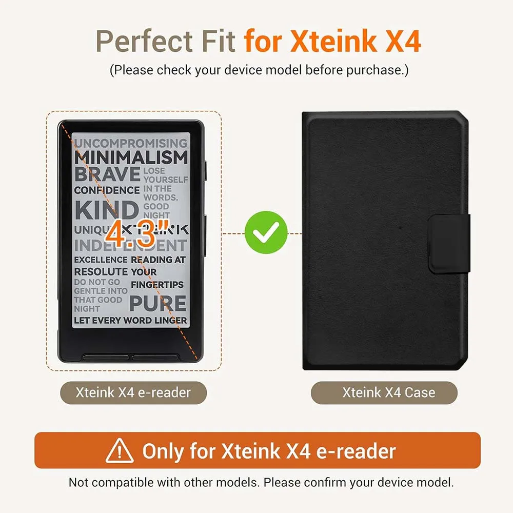 Case for Xteink X4 2025 4.3-Inch TPU Protective Cover, Magnetic Buckle, TPU Soft Shell Cover