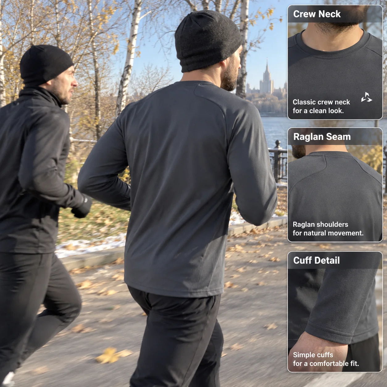 LUCEN New men's high-quality autumn outdoor sports long-sleeved T-shirt for running/casual wear as a base layer Tops