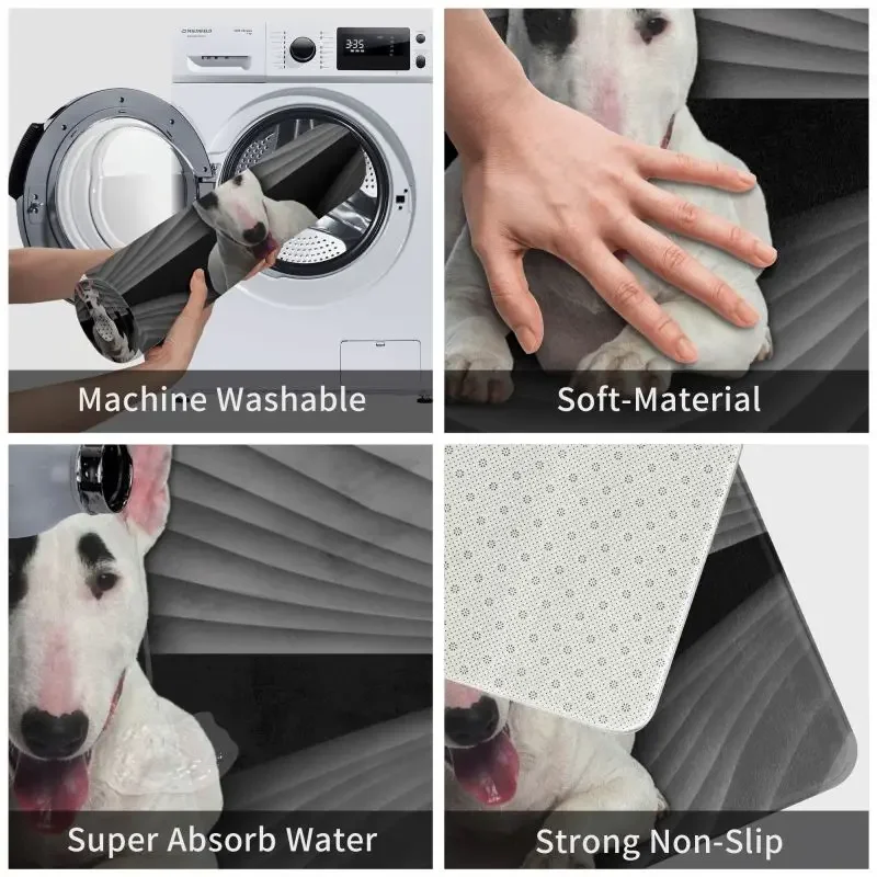 Custom Fashion Bull Terrier Doormat Mat Anti-Slip Dog Animal Bath Kitchen Balcony Rug Carpet 40*60cm