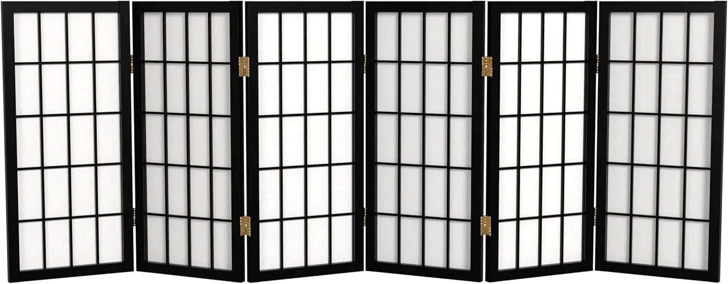 2 Ft. Short Desktop Window Pane Shoji Screen - Black - 6 Panels