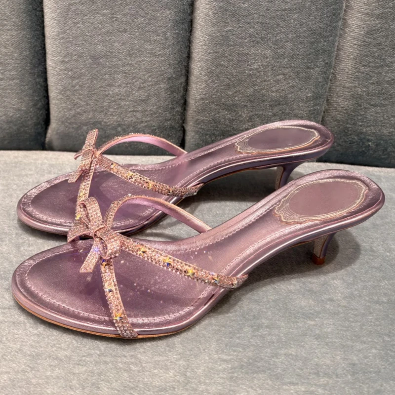 Women'S Shoes Kitten Heels - 2026Bowknot Decorated Kitten Heel Slippers for