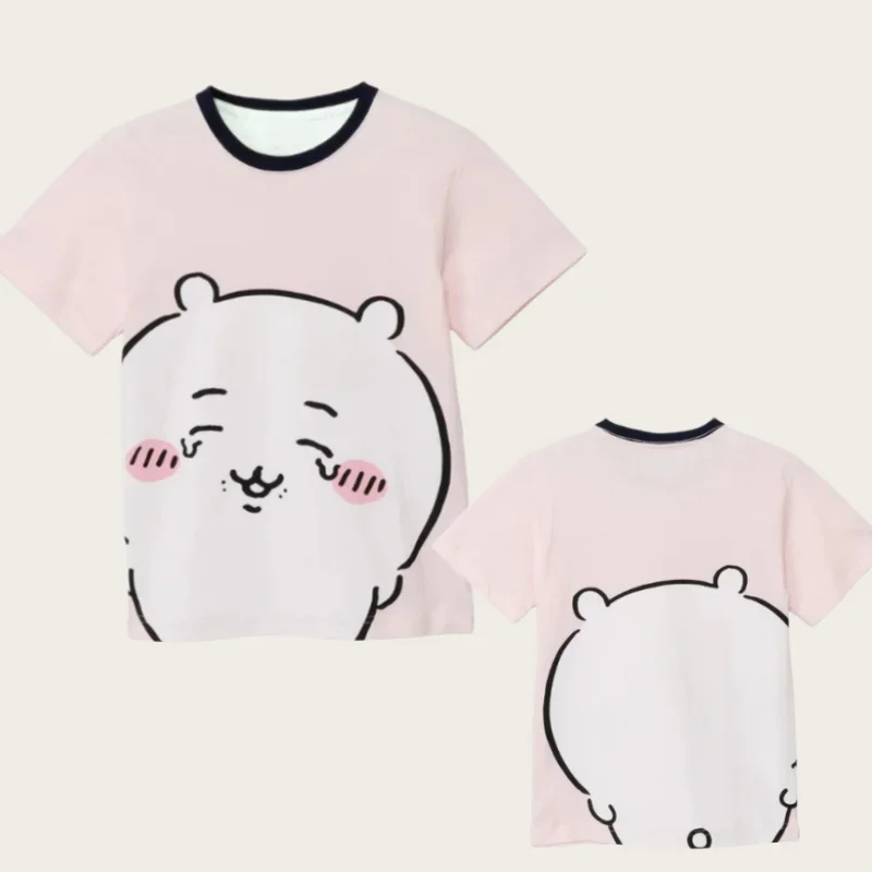 Chiikawa ist überall hier! Weiche, niedliche Cartoon-3D-Print-T-Shirts für Erwachsene Paare, Sportliche Freizeitkleidung, atmungsaktiv, kurze Ärmel, Familien-Matching – Detail 8