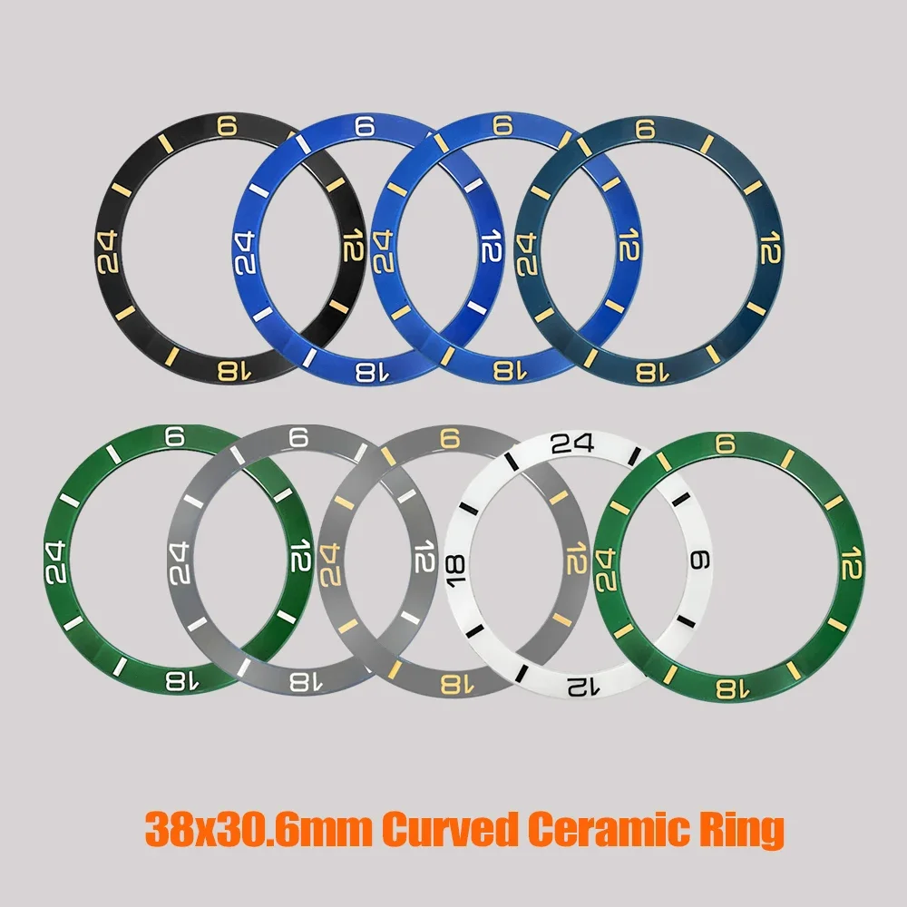 38mm GMT Ceramic Bezel Insert 24 Hour Bezel Ring Fit for SUB GMT SKX007 SKX009 SRPD Watch Case NH35 Case Ceramic Bezel Insert