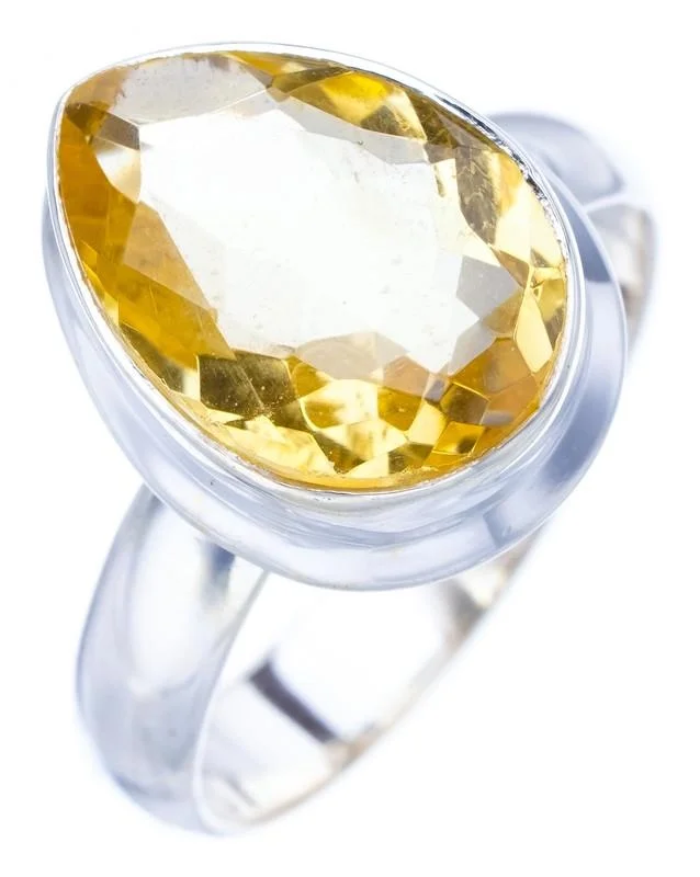 

StarGems Natural Citrine Handmade 925 Sterling Silver Ring 7.75 F0373