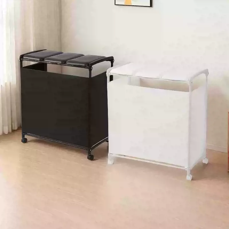 1pcs Removable Garbage Rack 3 Sorting Garbage Cans with Lid and Cloth