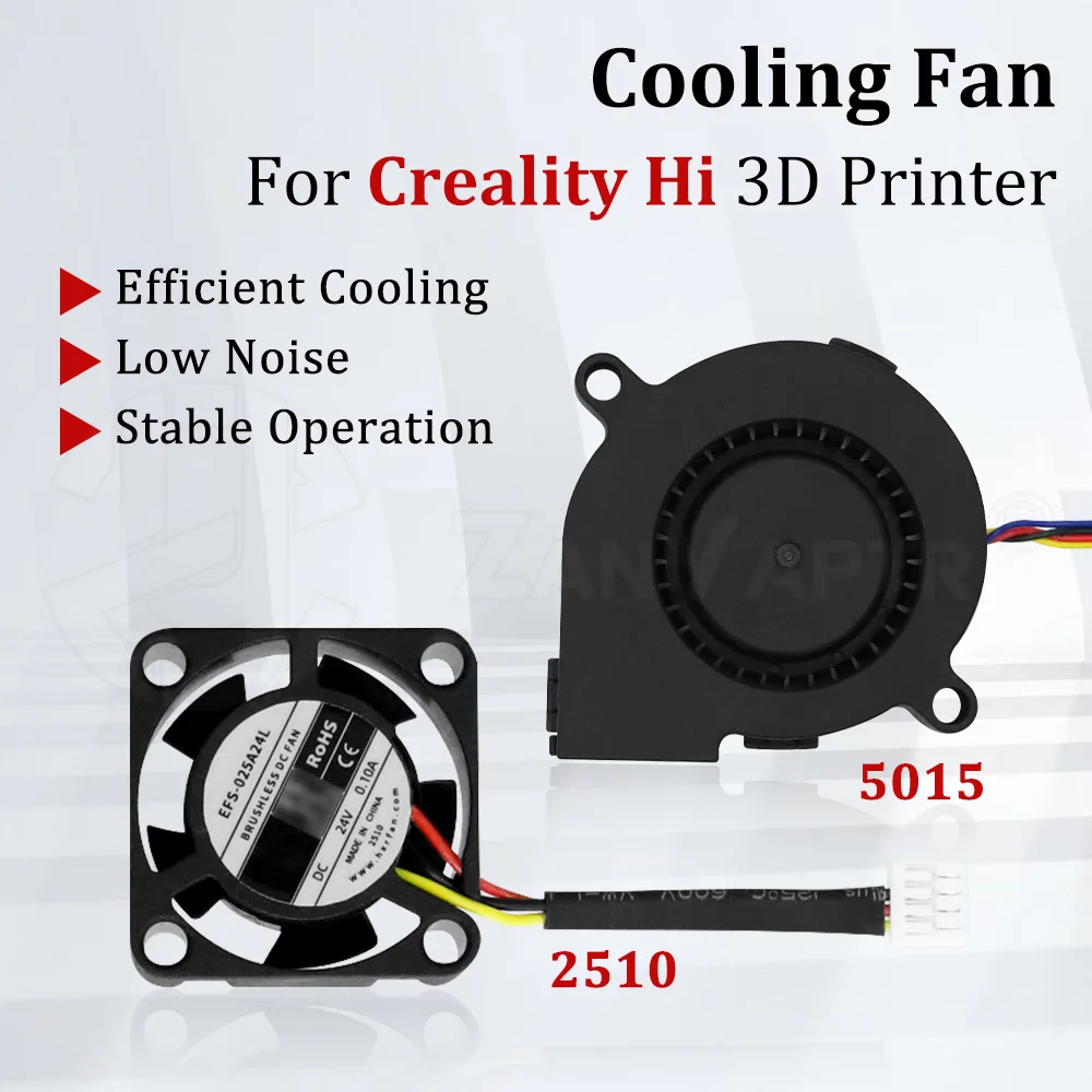 

Вентилятор для Creality Hi 2510, охлаждающий вентилятор 5015, вентилятор постоянного тока, 24 В, Hotend Throat, вспомогательное охлаждение, аксессуары для 3d-принтеров