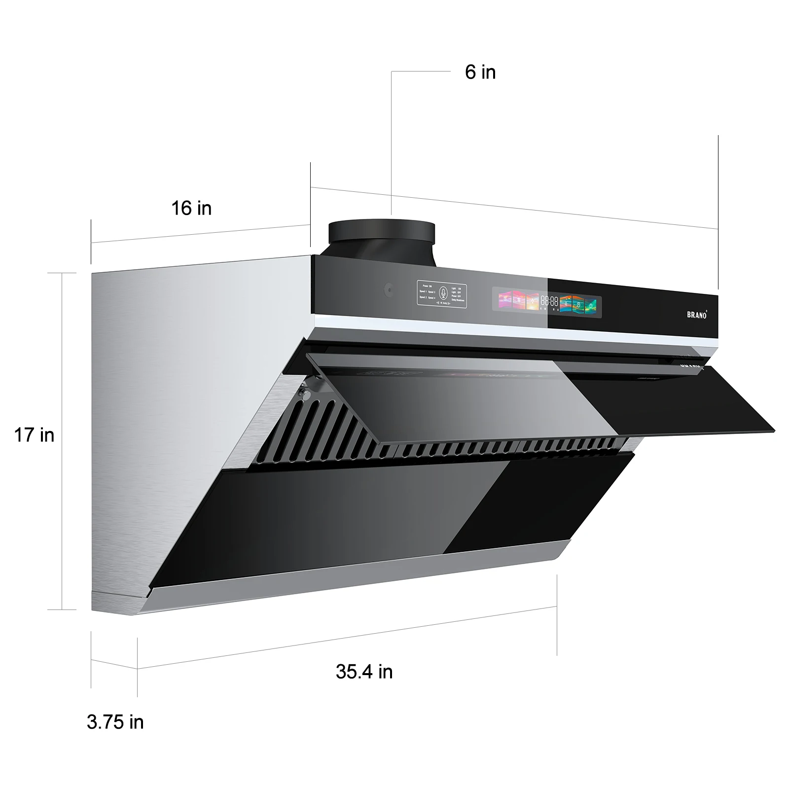 شفاط المطبخ تحت الخزانة 30/36 بوصة، شفاط المطبخ 900 CFM مع التحكم الصوتي/الإيماءات/اللمس، مجاري الهواء/التحويل بدون مجاري