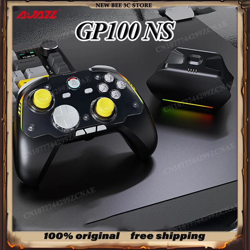 NEW AJAZZ GP100 NS Three Mode Game Controller Hall Linear Joystick Somatosensory Rgb Black Grey Yellow Multi Platform Esports PC