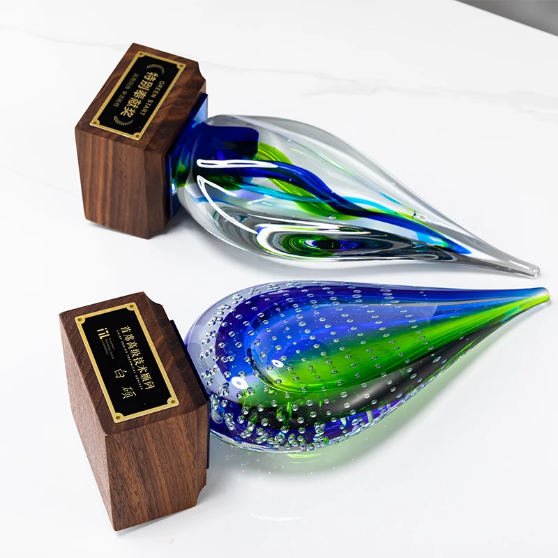 LvshenGifts Art Glass Sculpture Engraved Recognition Award Professional Laser Personalized Gift Employee Appreciation Corporate