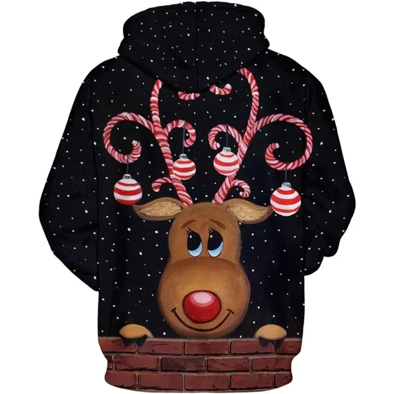 Unisex men hoodie Christmas Xmas Santa snowman sweatshirts casual 3D print kangroo pocket pullover clothing