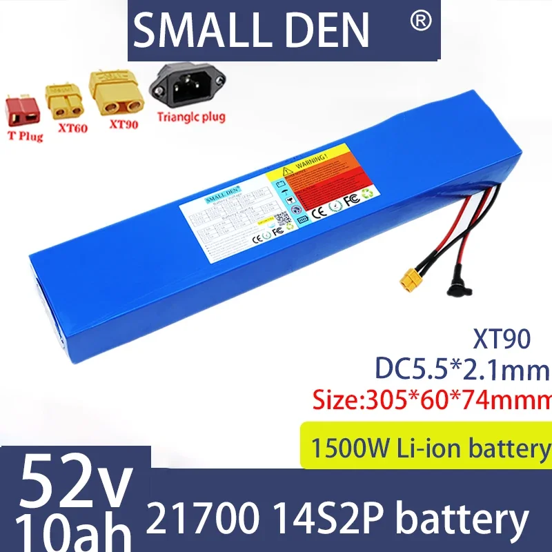 

Brand new original 52V 10Ah lithium battery pack 21700 and 14S2P 15000mAh 30A BMS 800-1200W high-power battery gift charger