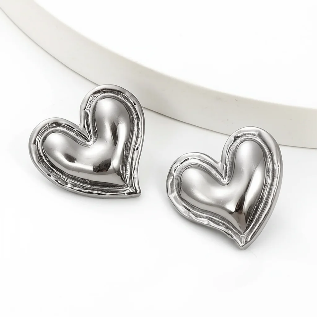 DGIDDK  Elegant Love Heart Pendant Earrings Female Stainless Steel Earrings Fashion Hundred with Jewelry for Women Jewelry