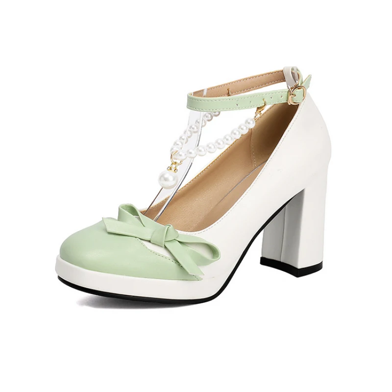 

Big size Ladies' party shoes women's pumps and heels Thick Heel Platform womens shoes with design Round toe Mixed Colors Banque