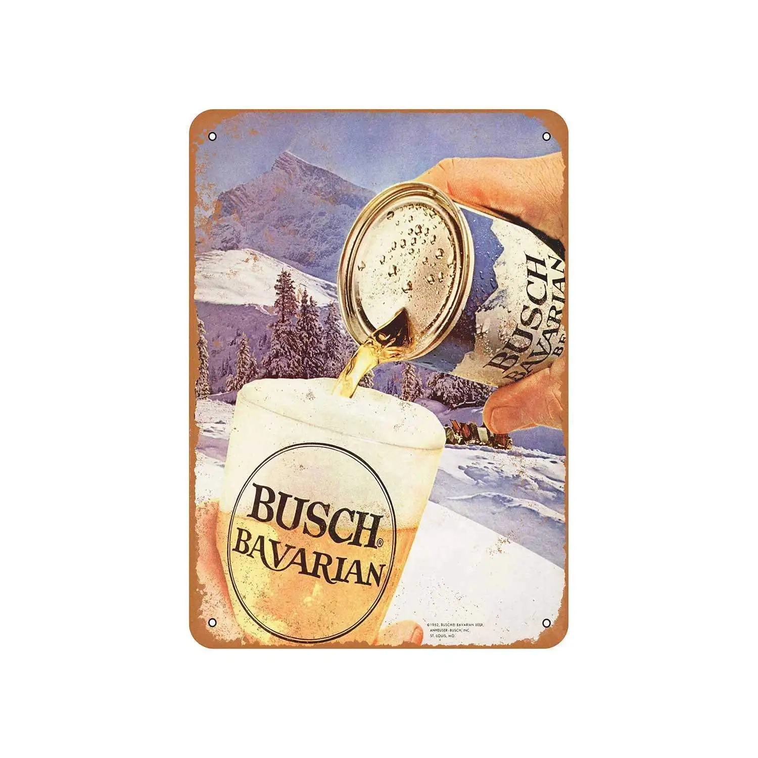 

WANLN 1962 Busch Bavarian Beer Metal Tin Sign Home Garage Bar Supplies Lightweight and Interesting Outdoor Decoration 12 X 8 Inc