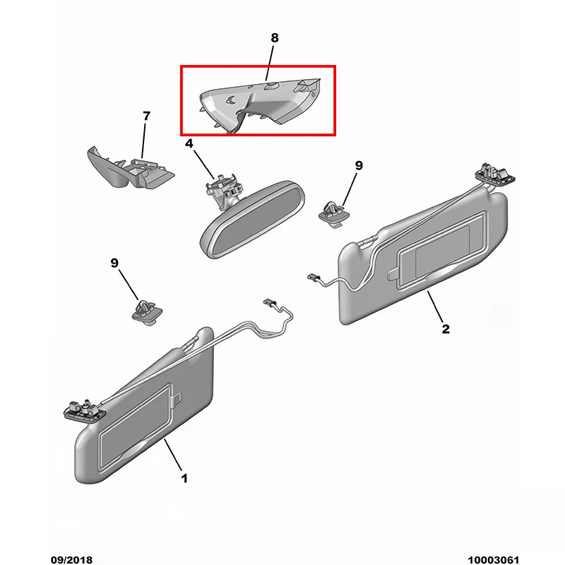 Inside Rear View Mirror Base Cover Rain Sensor Cover Reflective YL004222XT YL004220XT for Peugeot 3008 4008 5008 Citroen C5 DS7