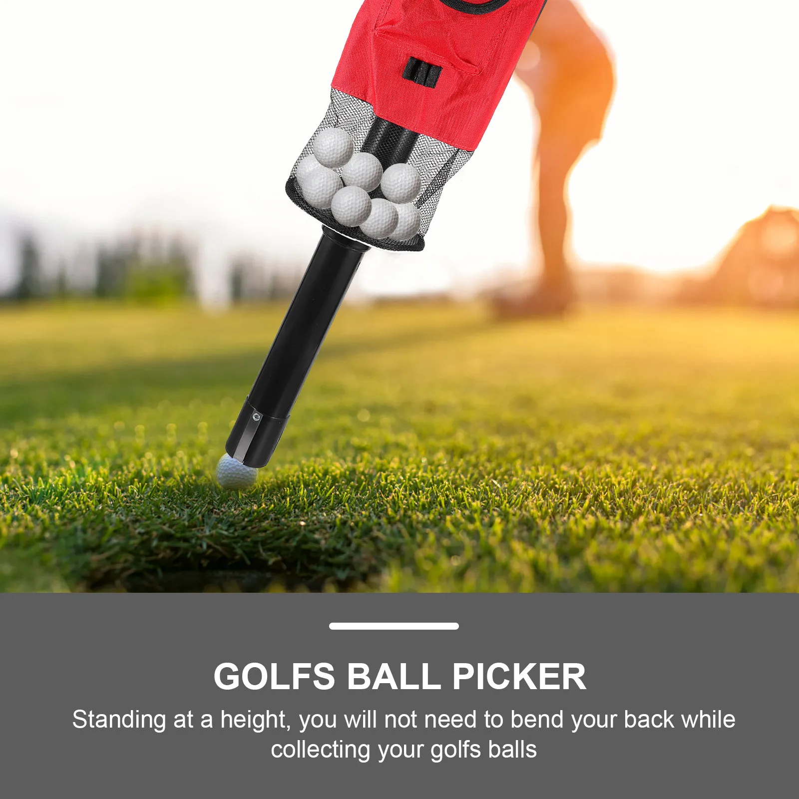 Golf Ball Retriever Tube Portable 2 Section Pickup Collector Ergonomic Back Saving Practice Accessory