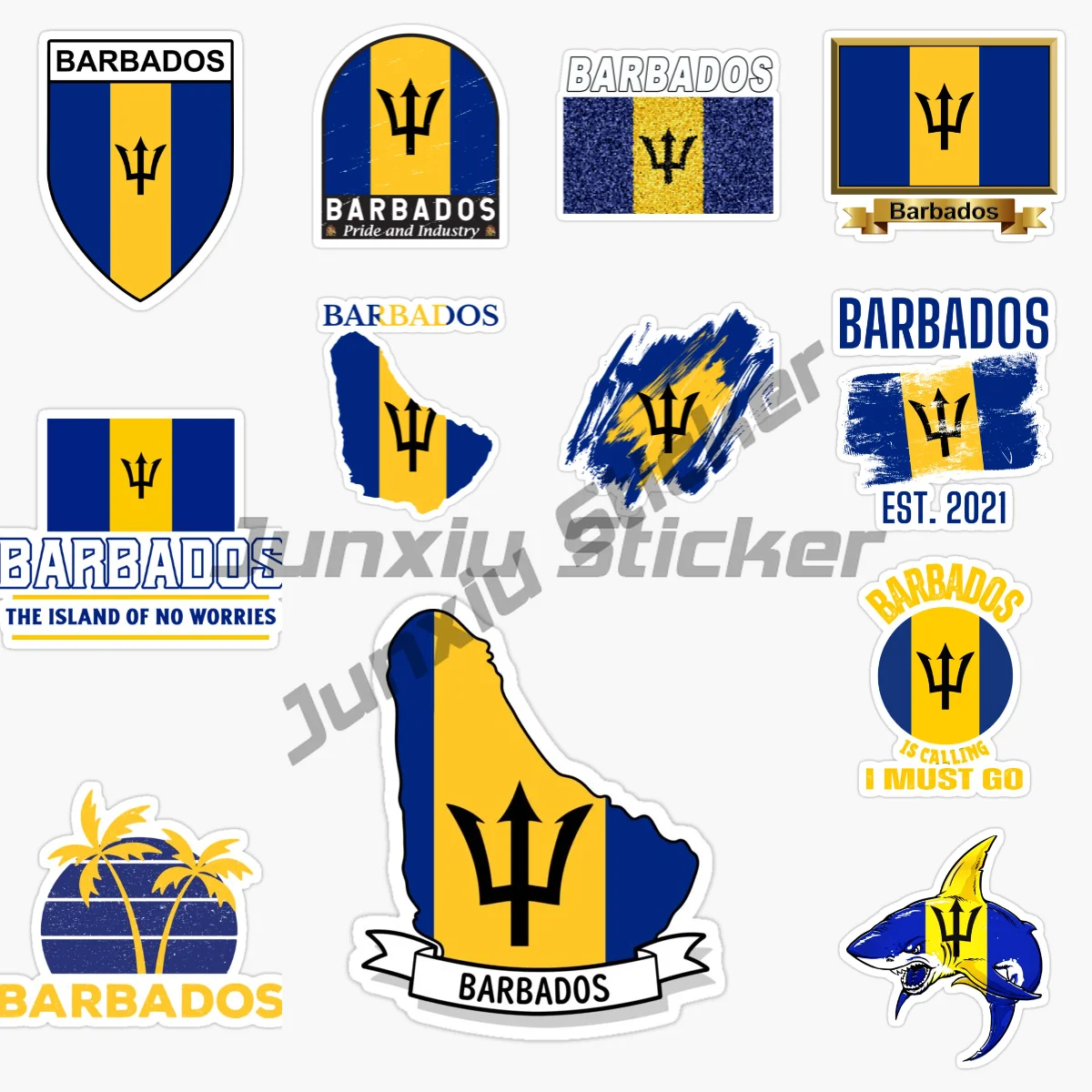 

BARBADOS National Flag and Emblem Window Truck Car Vinyl Self-adhesive Bumper Sticker Waterproof Laptop Wall Decal