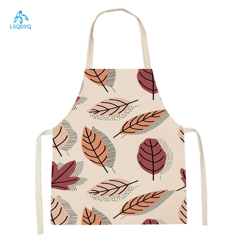 

Кухонные фартуки с узором в виде растений, цветов и листьев, принадлежности для домашнего приготовления, льняные нагрудники для взрослых и детей, домашний декор