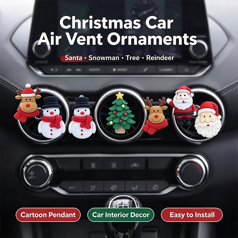 3D Christmas Car Aromatherapy Vent Clip Resin Santa Claus Air Outlet Christmas Decoration Creative Snowman
