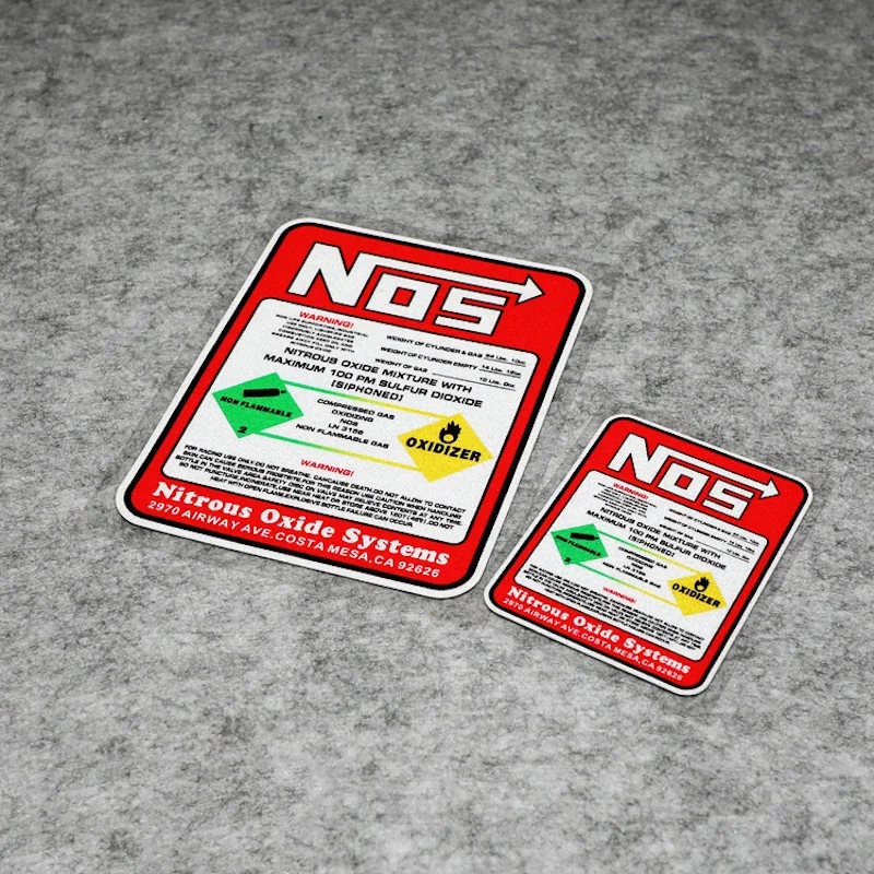 S007 NOS Reflective Stickers Nitrogen Acceleration Car Motorcycle Warning Stickers Car Fire Extinguisher Decorative Decals