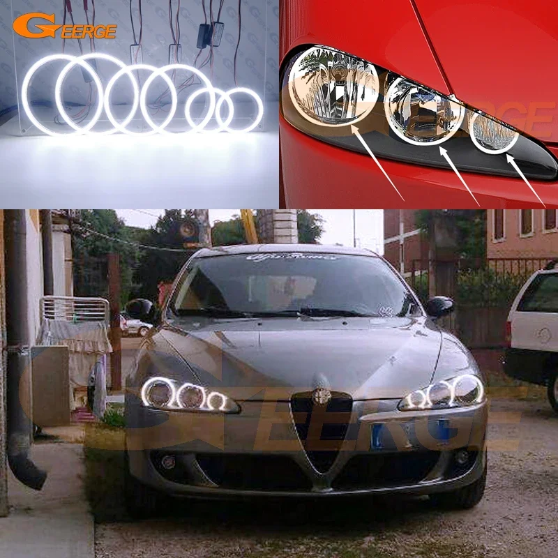 For Alfa Romeo 147 2005 2006 2007 2008 2009 2010 Excellent Day Light Ultra Bright 6 Pcs COB Led Angel Eyes Kit Halo Rings