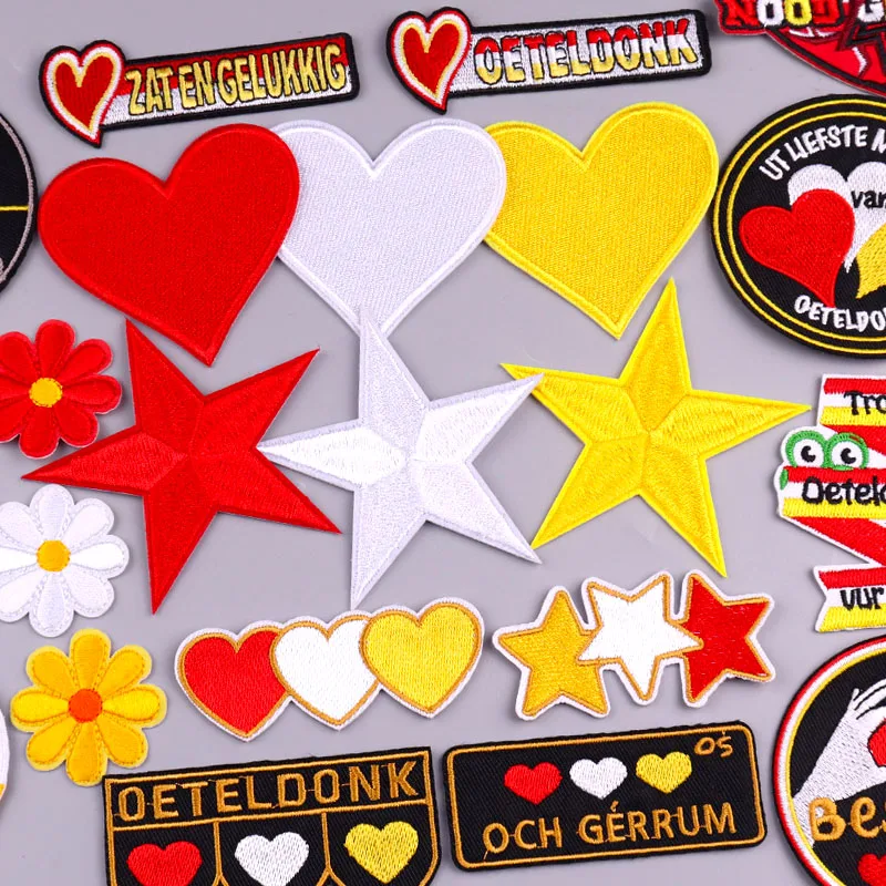 Netherland Oeteldonk Emblem Embroidery Patch Iron On Patches For Clothes DIY Star Heart Carnival For Netherland Embroidery Patch