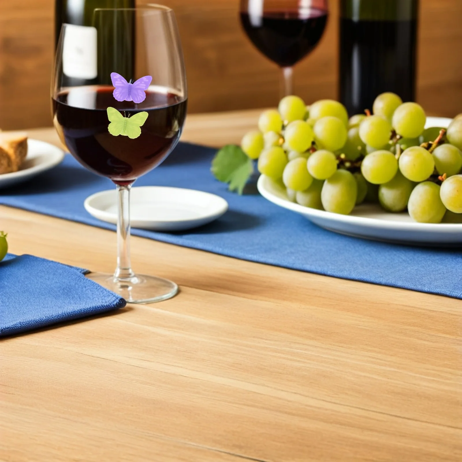 

24Pcs Silicone Drink Markers Butterfly Glass Tags Suction Base Reusable Party Cup Identifiers for Events Gatherings