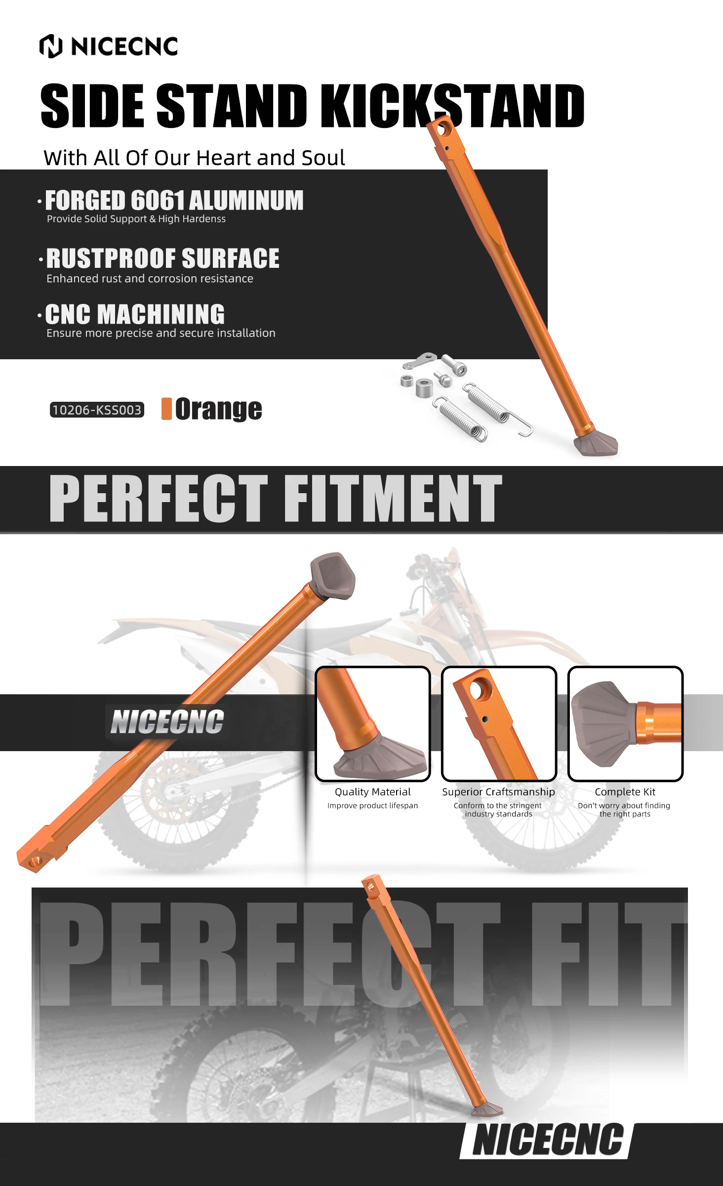 (EU-Lager) Für KTM EXC 300 EXC 250 EXC 450 EXC 525 EXC 125 EXC 200 EXC 400 1998-2007 Motorrad-Seitenständer-Feder-Kit – Detail 1