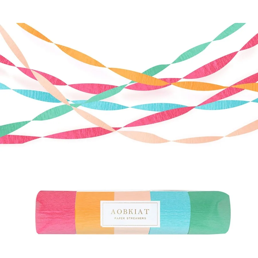 5 rollos de serpentinas de fiesta de arcoíris, papel crepé, decoraciones de fiesta Candyland para Navidad, cumpleaños, boda, despedida de soltera, novia, bebé
