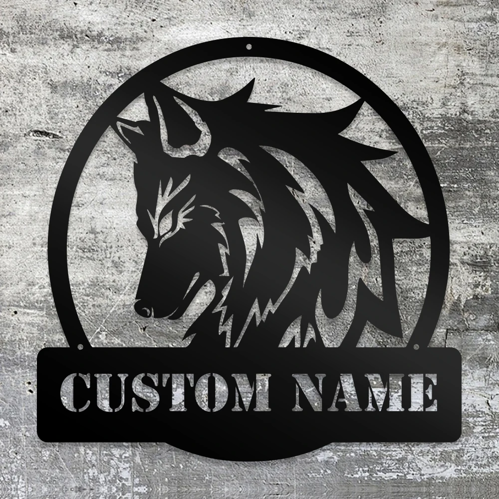 1pc Wolf majestic creative Custom Name Metal Wall Signs Iron Wall Plaque For Club Decor