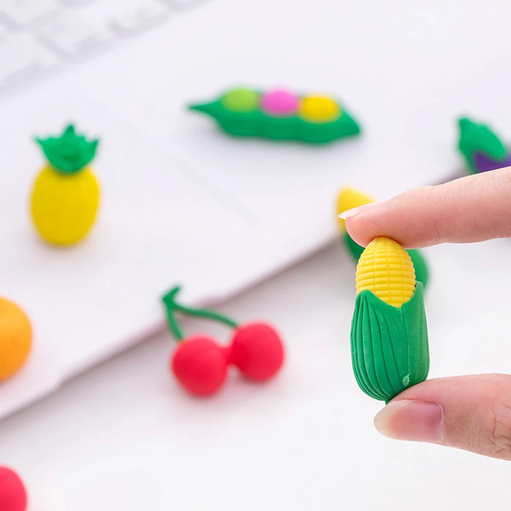 

Fruits Vegetable Erasers TPR Educational Cartoon Design Bright Color Kids Toddlers Stationery Gift Affordable