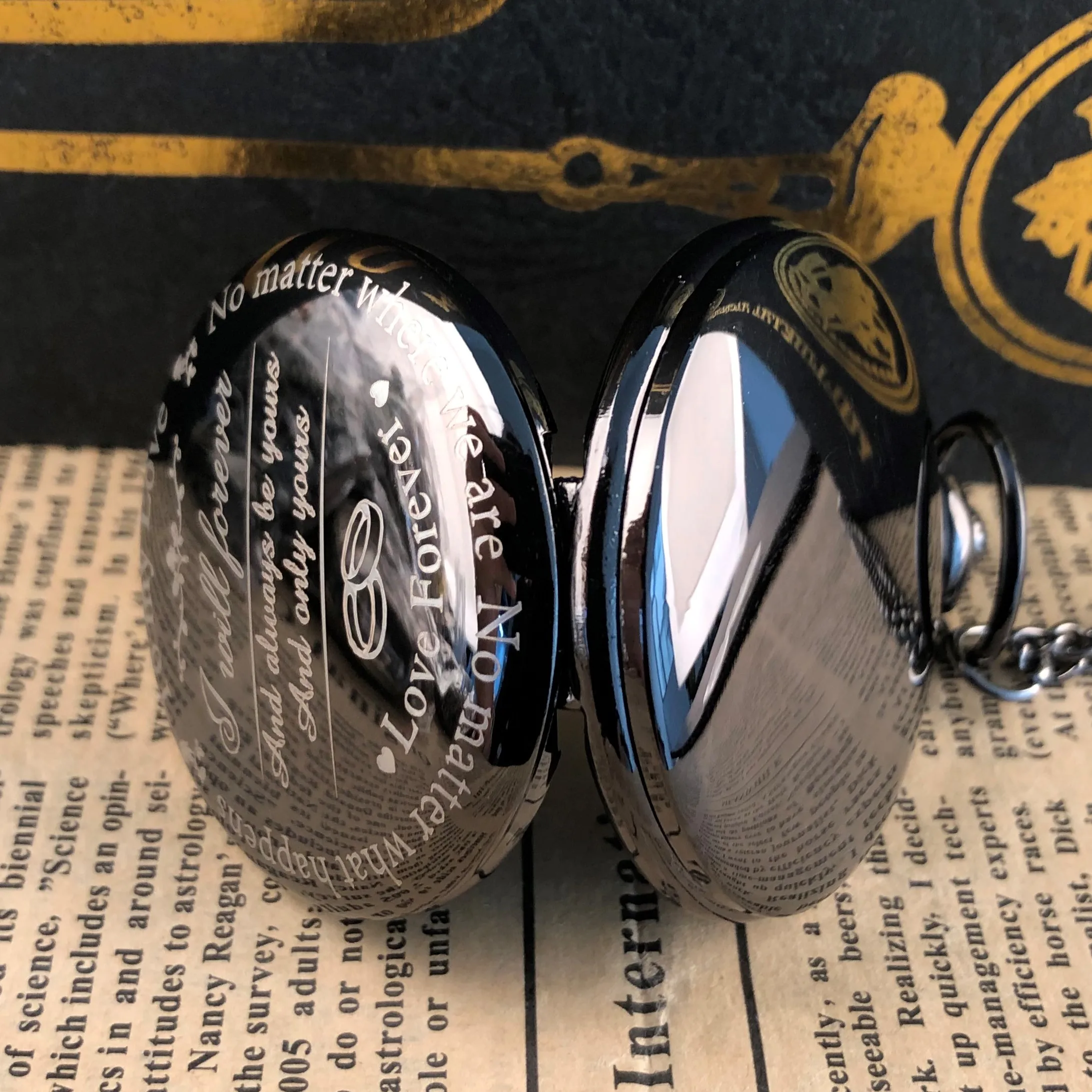 Black Text To My Love Quartz Pocket Watch Arabic Numeral Clock Popular Decoration Strap Chain Pendant Men Women Student Gifts