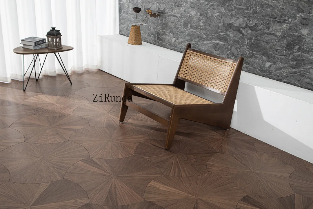 Versi kustom kayu parket walnut sikat alami, lantai kayu rekayasa parket