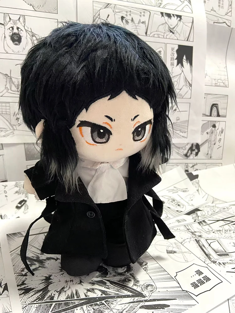 20cm Akutagawa Ryunosuke Cotton Dolls Anime Bungou Stray Dogs Silent Rabid Dog/Diablo with Original Costumes Dress-up Puppet Toy