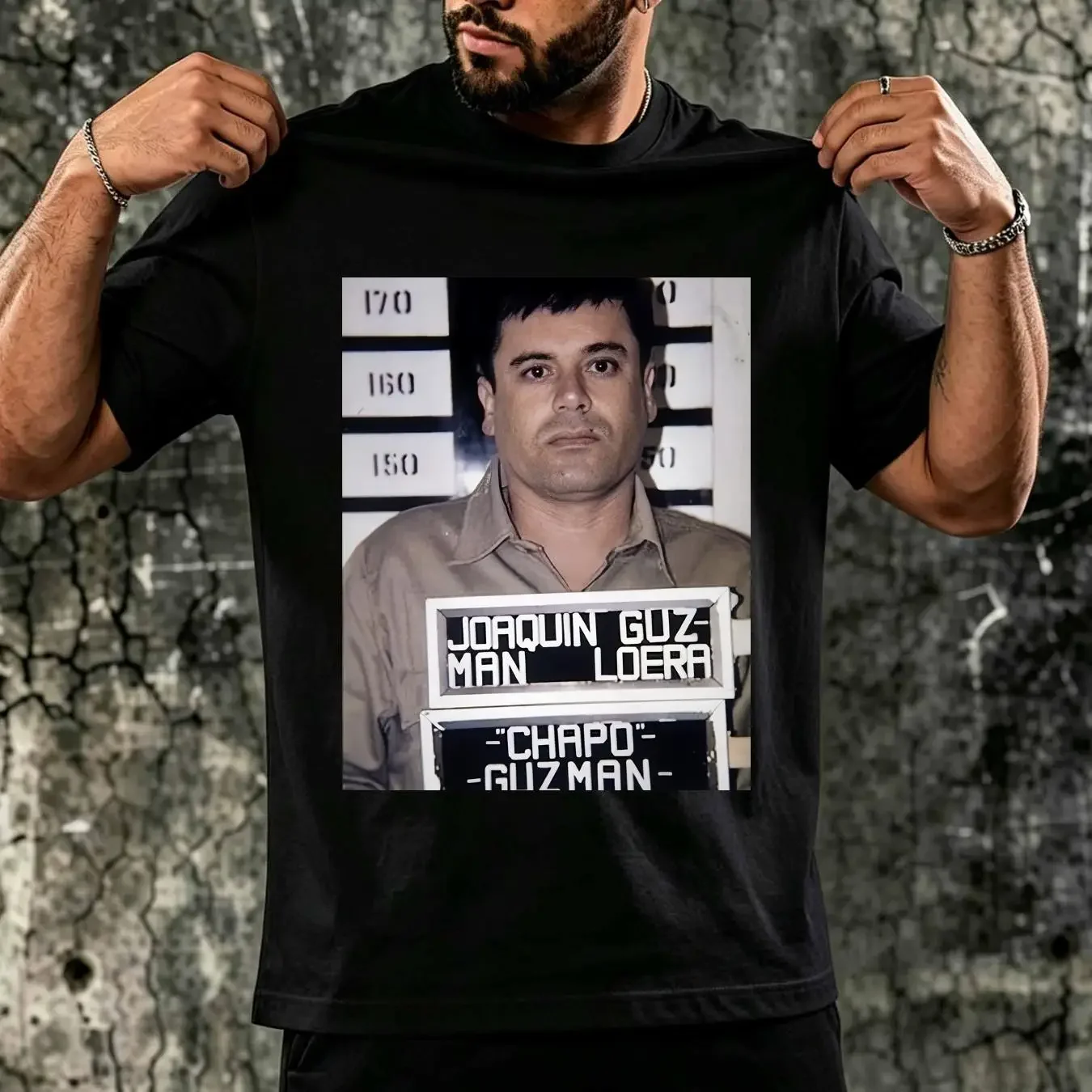 washed T Shirt EL CHAPO MUGSHOT Joaquin Guzman Mexican Cartel Bootleg With Picture Of long or short sleeves vintage Washed Soft