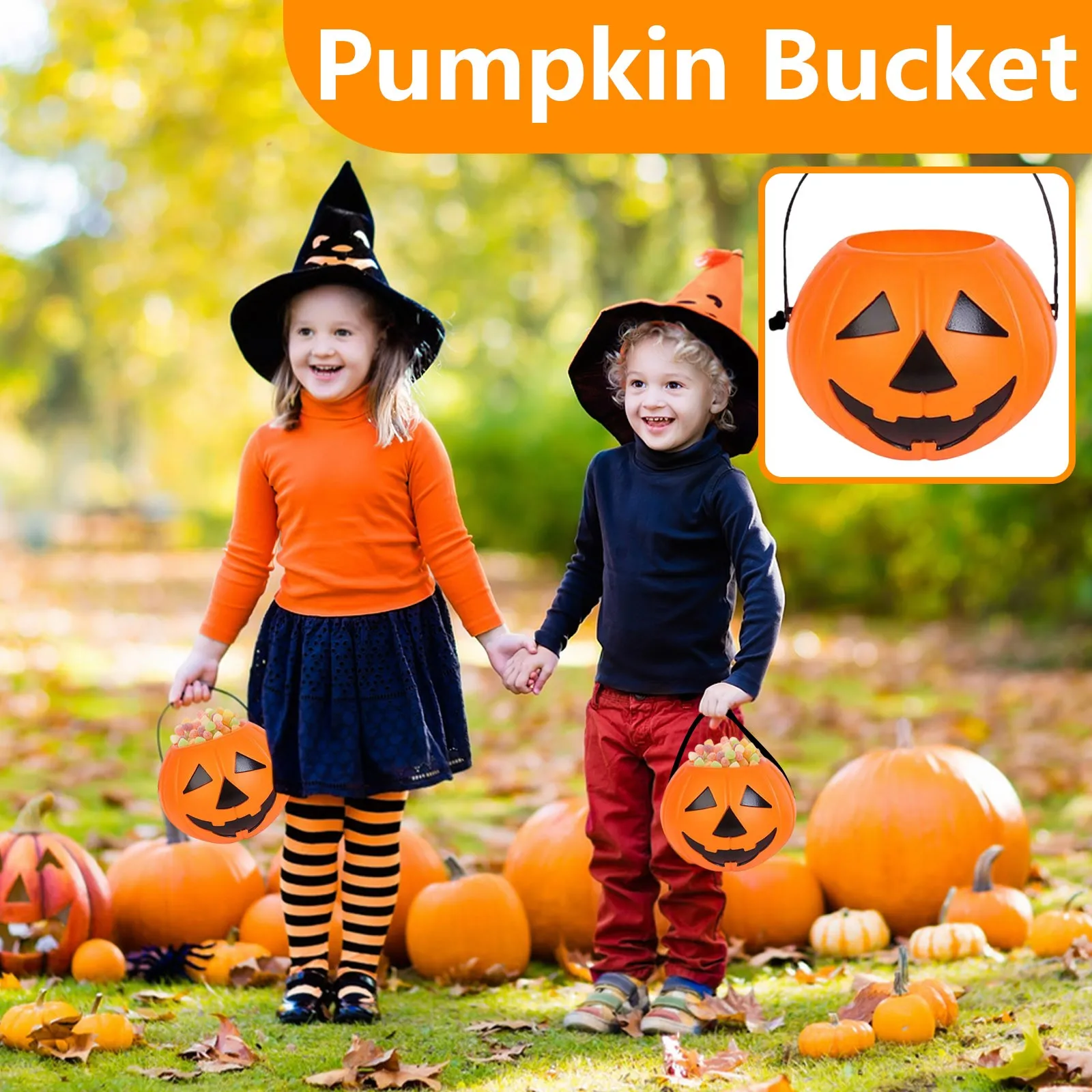 Halloween-Kürbislaternenglas – LED-Akzent-Süßigkeiten-Aufbewahrungseimer für Süßes oder Behandlungsbeutel, Tischdisplays oder Gartenwege