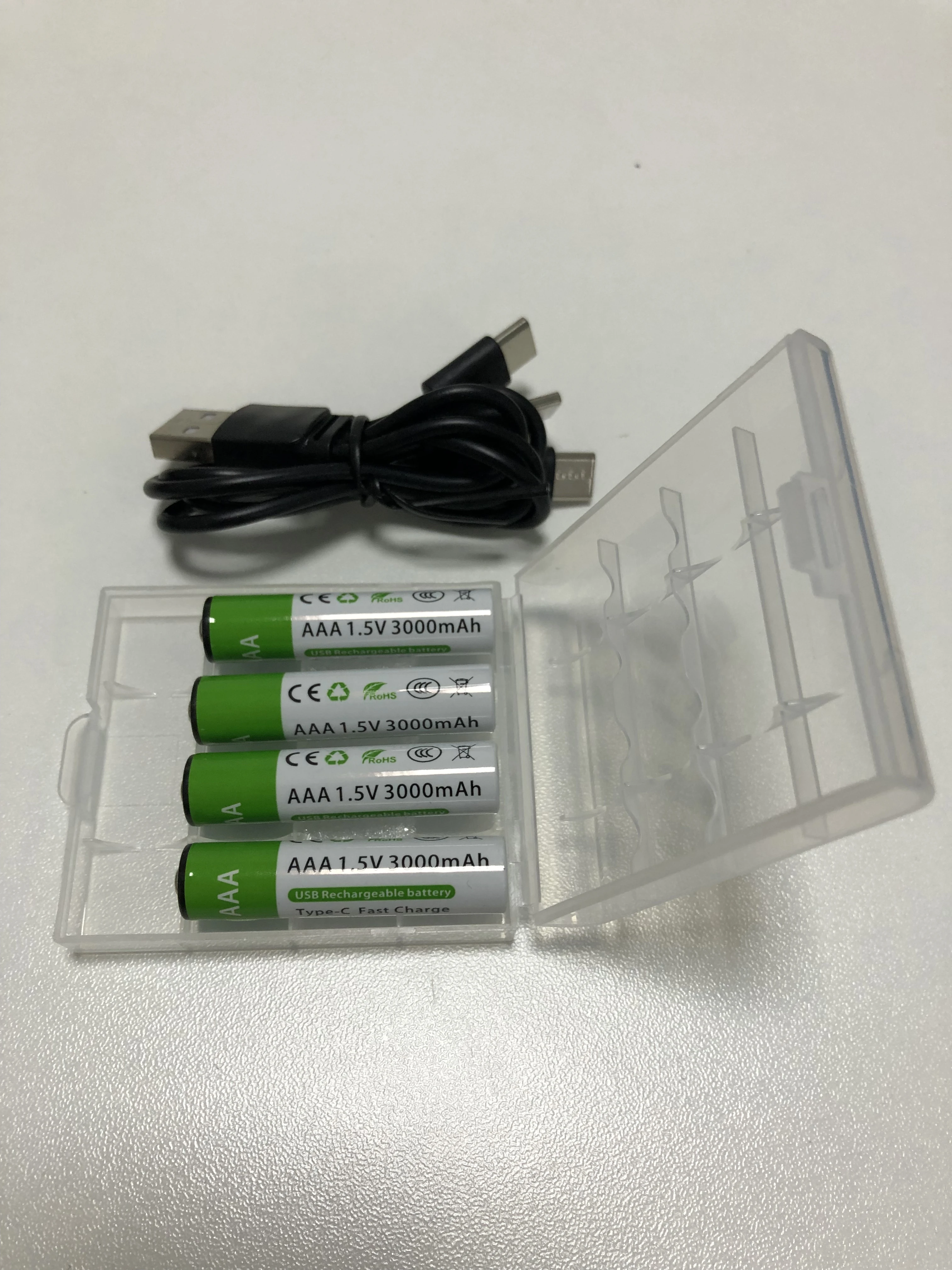 Nowe akumulatory litowe 1.5V AA 3800mAh + AAA 3000mAh, szybkie ładowanie, bateria litowo-jonowa, 1200 cykli ładowania, z darmowymi kablami i pudełkiem. — zdjęcie produktu 3