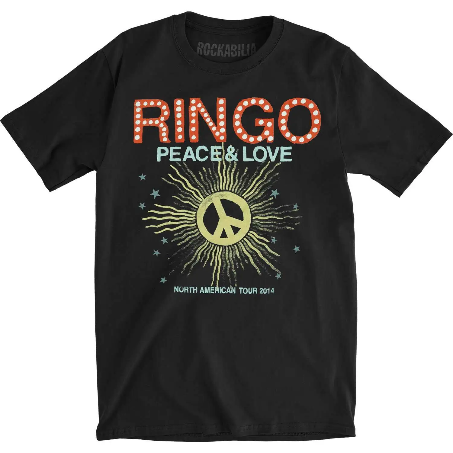 Men'S Ringo Starr Peace Rays 2014 Tour Slim Fit T Shirt Xx Large Black