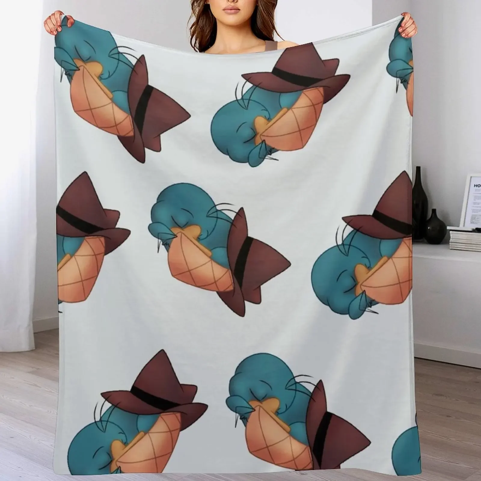 Sleeping Perry the Platypus Throw Blanket Plush Plaid on the sofa Designers Blankets