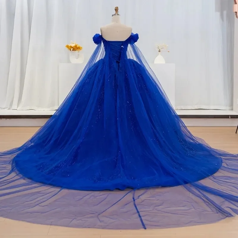 ANGELSBRIDEP Royal Blue Quinceanera Dresses Sequin Lace Beaded Off-Shoulder Prom Birthday Party Dress Sweet 16 Gowns Customized