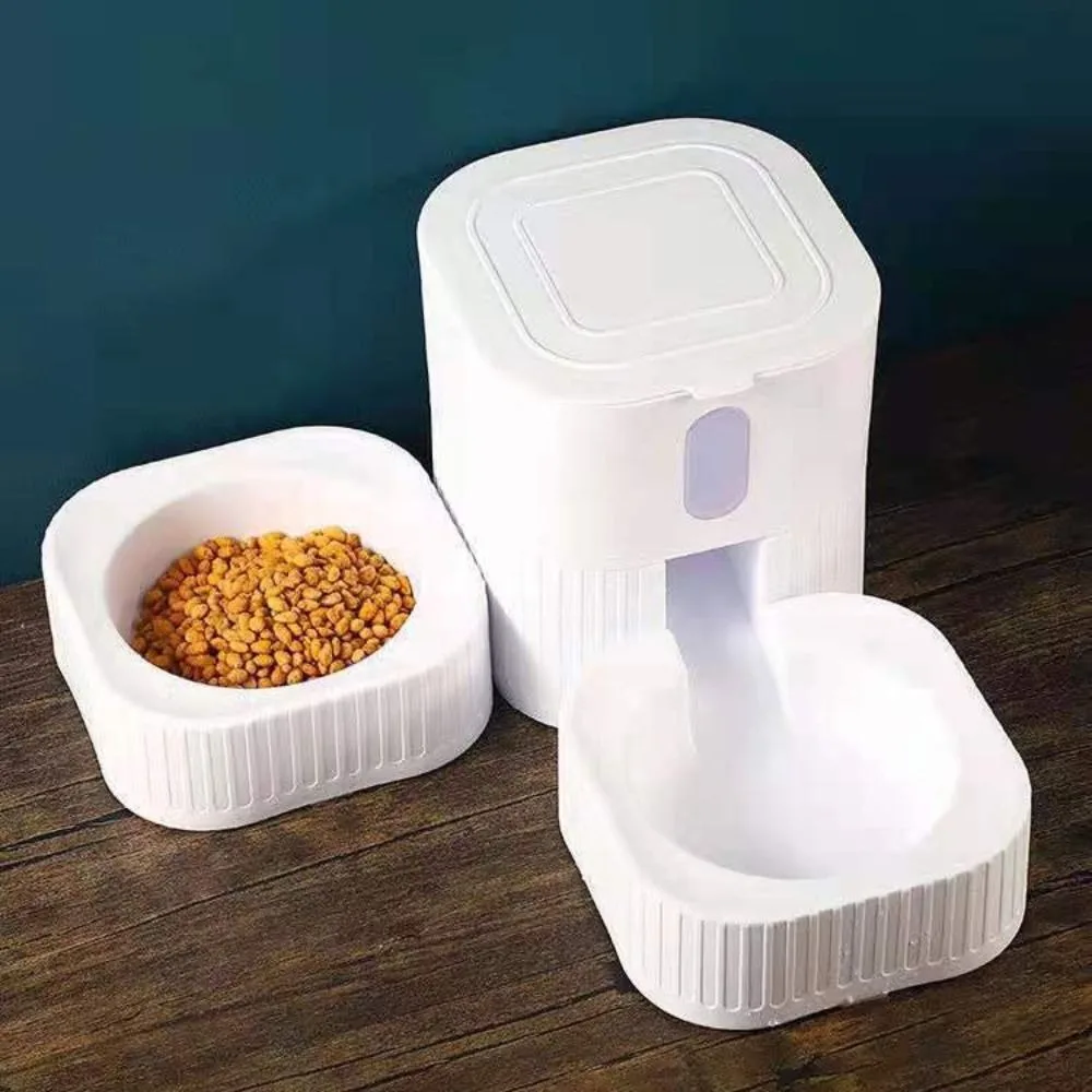 

Non-slip Automatic Pet Feeder Drinking Fountain Plastic Cat Water Dispenser Detachable Cat Food Bowl For Dogs Puppy Cats