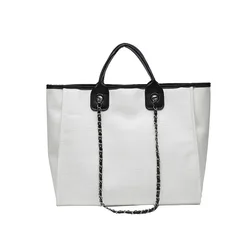 Bolso de mano de nailon para mujer, bandolera grande con cadenas, novedad, 2024