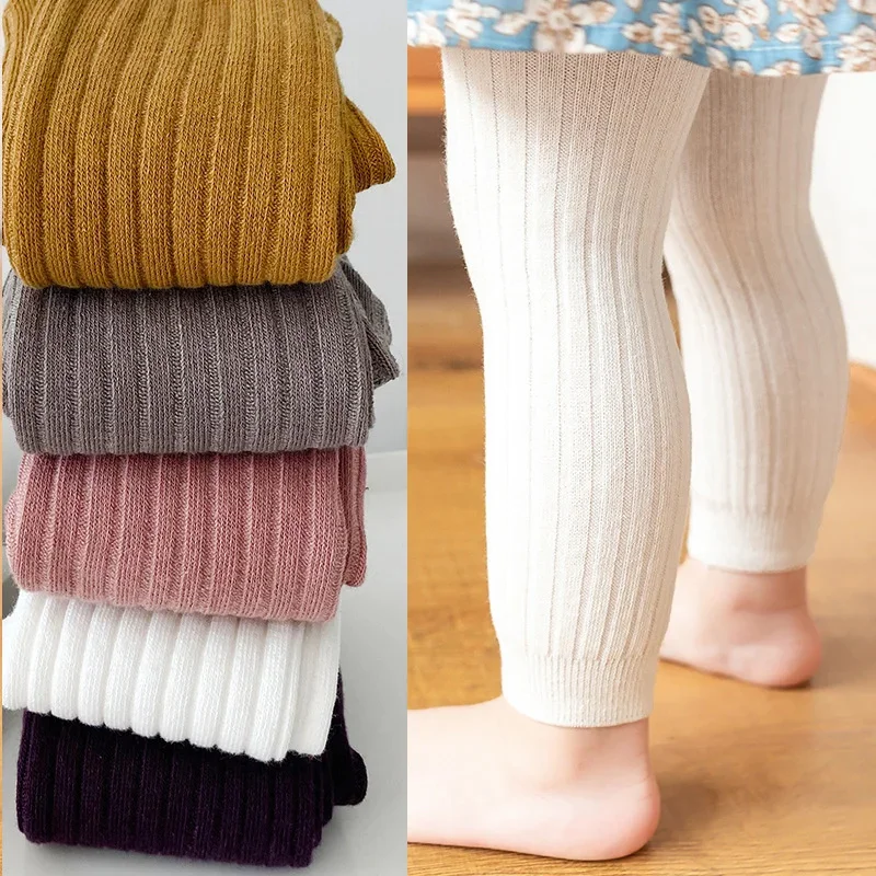 Kids Knitted Leggings – Soft Solid Color Baby Trousers for Girls & Boys 0-6 Years, Spring Cotton Pantyhose