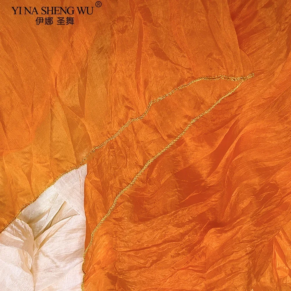 Danse du ventre véritable voile de soie ventilateur colorant à la main femmes église louange danse du ventre compétition accessoires lumière soudeuse dégradé danse soie ventilateurs