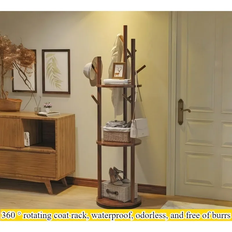 Rotating coat rack household floor-to-ceiling simple storage three-layer coat rack bedroom living room storage hanging bag