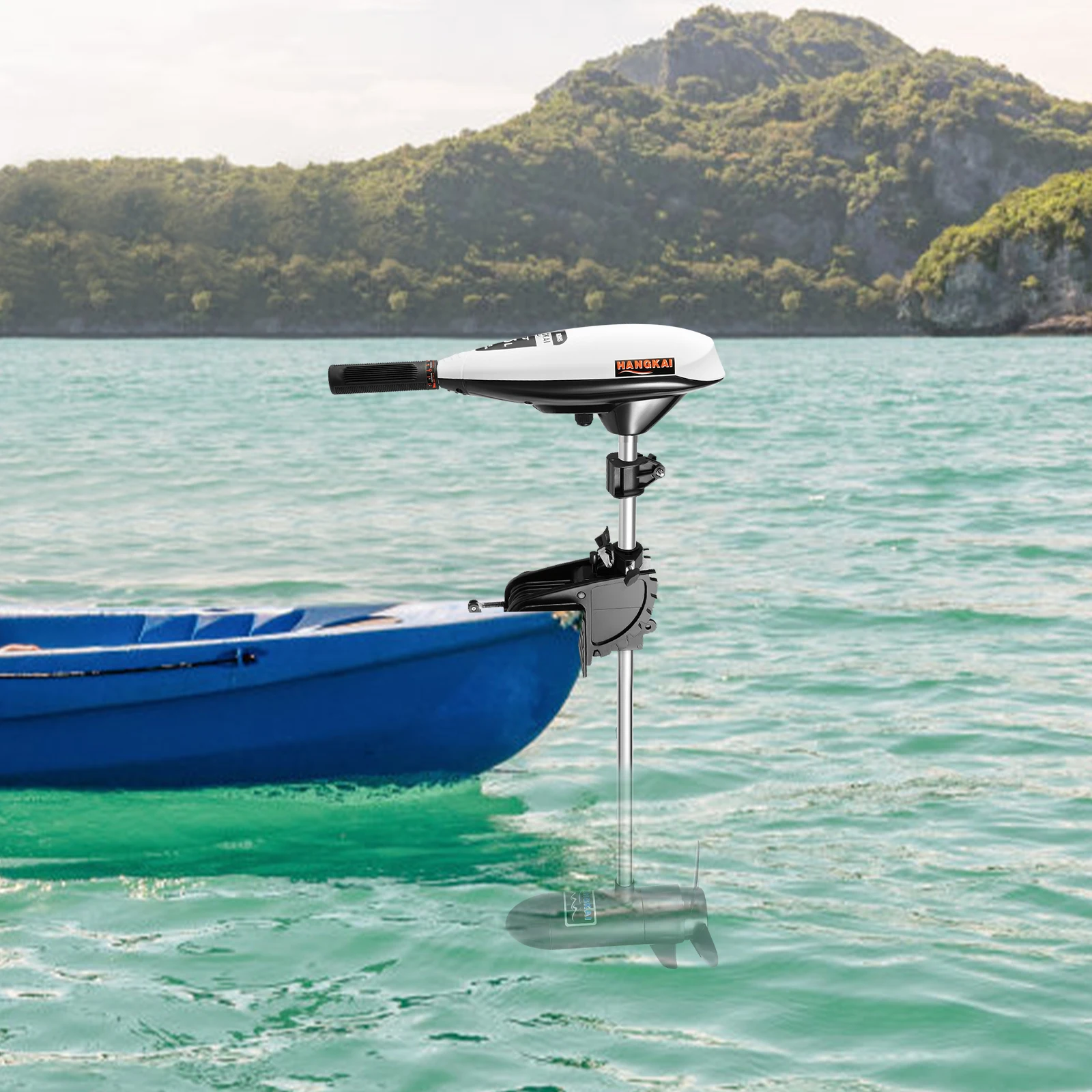 

12V 65Pound Saltwater Outboard Engine, 660W Outboard Motor Power Boat Motor Adjustable Gear/Angle for Boats Sailing