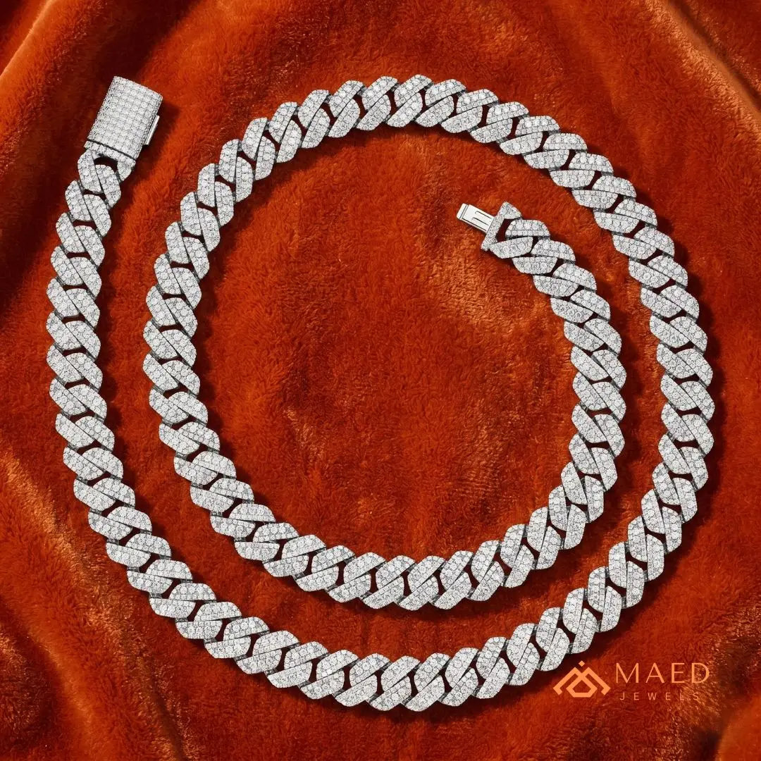 Link .Moissanite Cuban Chain Necklace Iced Out 925 Sterling Silver Hip Hop Style Anniversary Gift for Men