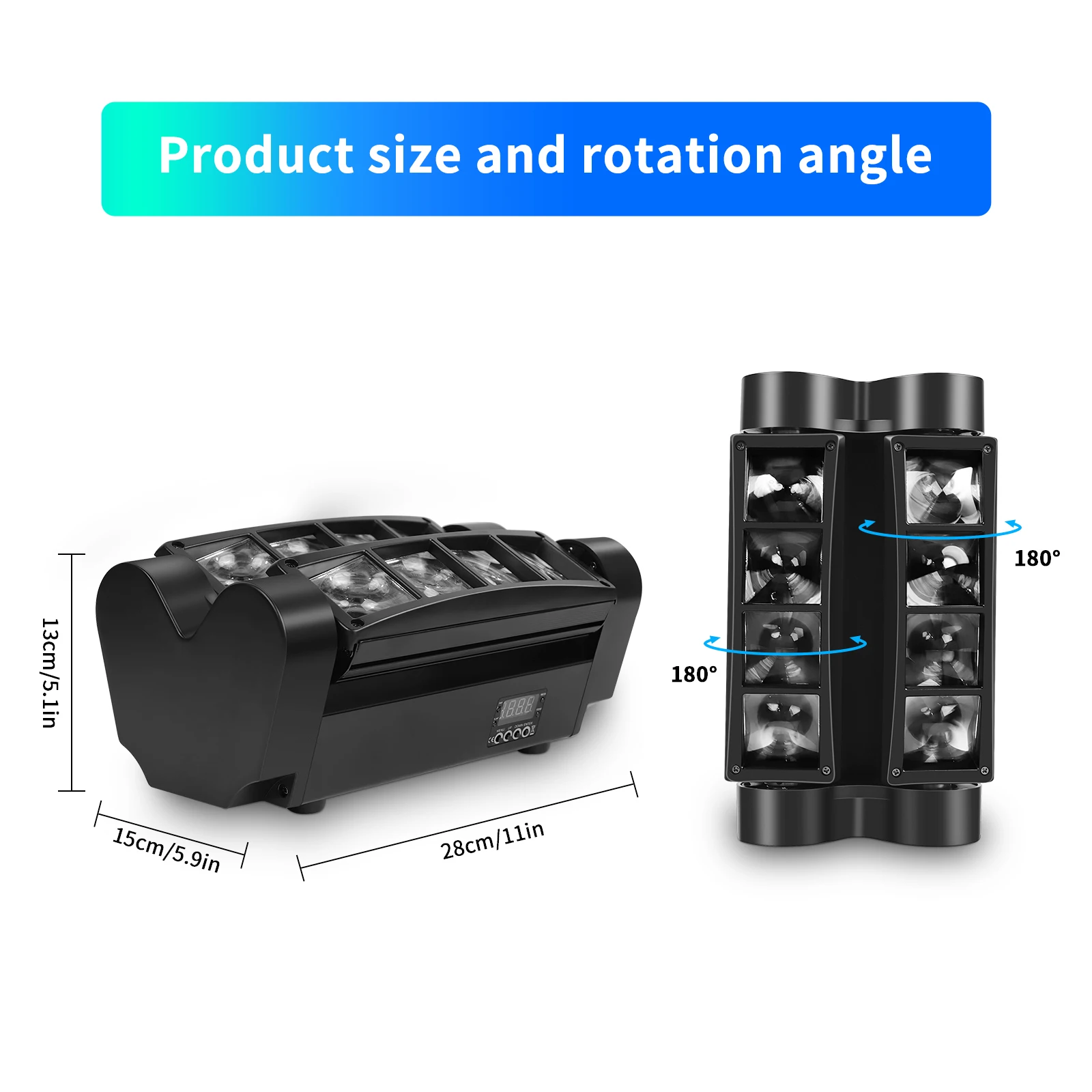 Datewink 80W Mini Spider Moving Head Lights RGBW LEDs Beam Stage Lighting Effect DMX512 For DJ Disco Party Show Wedding Karaoke