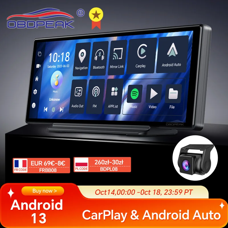 

T30 10.26 AI Screen Dash Cam Android 13 System Carplay Android AUTO 5G WIFI GPS Navigation Rearview Mirror Camera Video Recorder